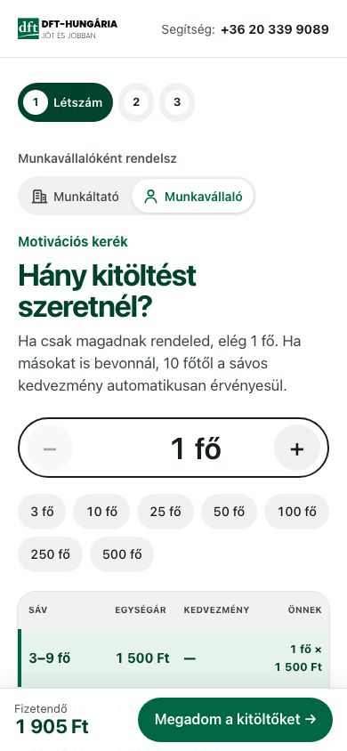 Új oldal 390 px, megrendelés 1 fővel