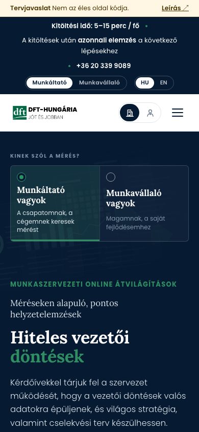 Mostani oldal stílusában 390 px, munkáltatói nézet a fejléc váltójával