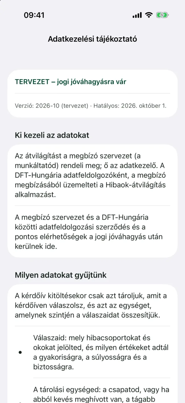 Kitöltő · Adatkezelési tájékoztató: A teljes adatkezelési tájékoztató natívan, az alkalmazáson belül.